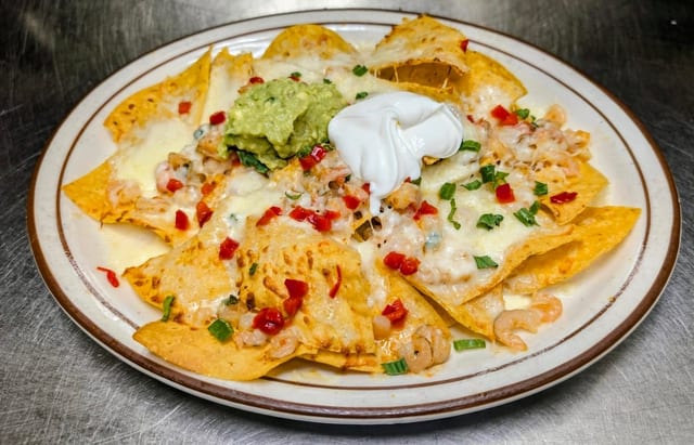Baby Shrimp Nachos.