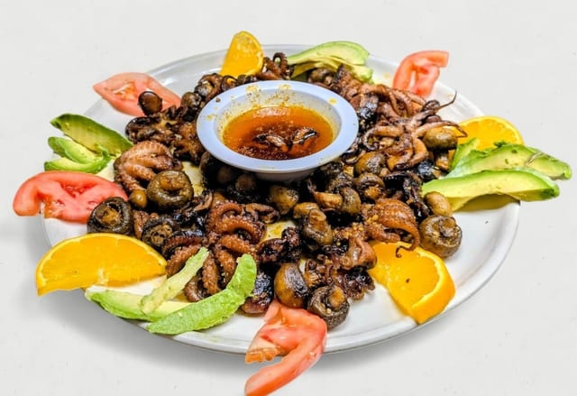 Baby Octopus & Mushrooms.
