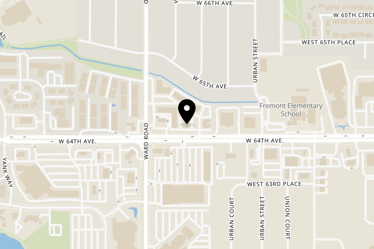Map showing the location of El Tequileño Arvada on 12391 W 64th Ave in Arvada